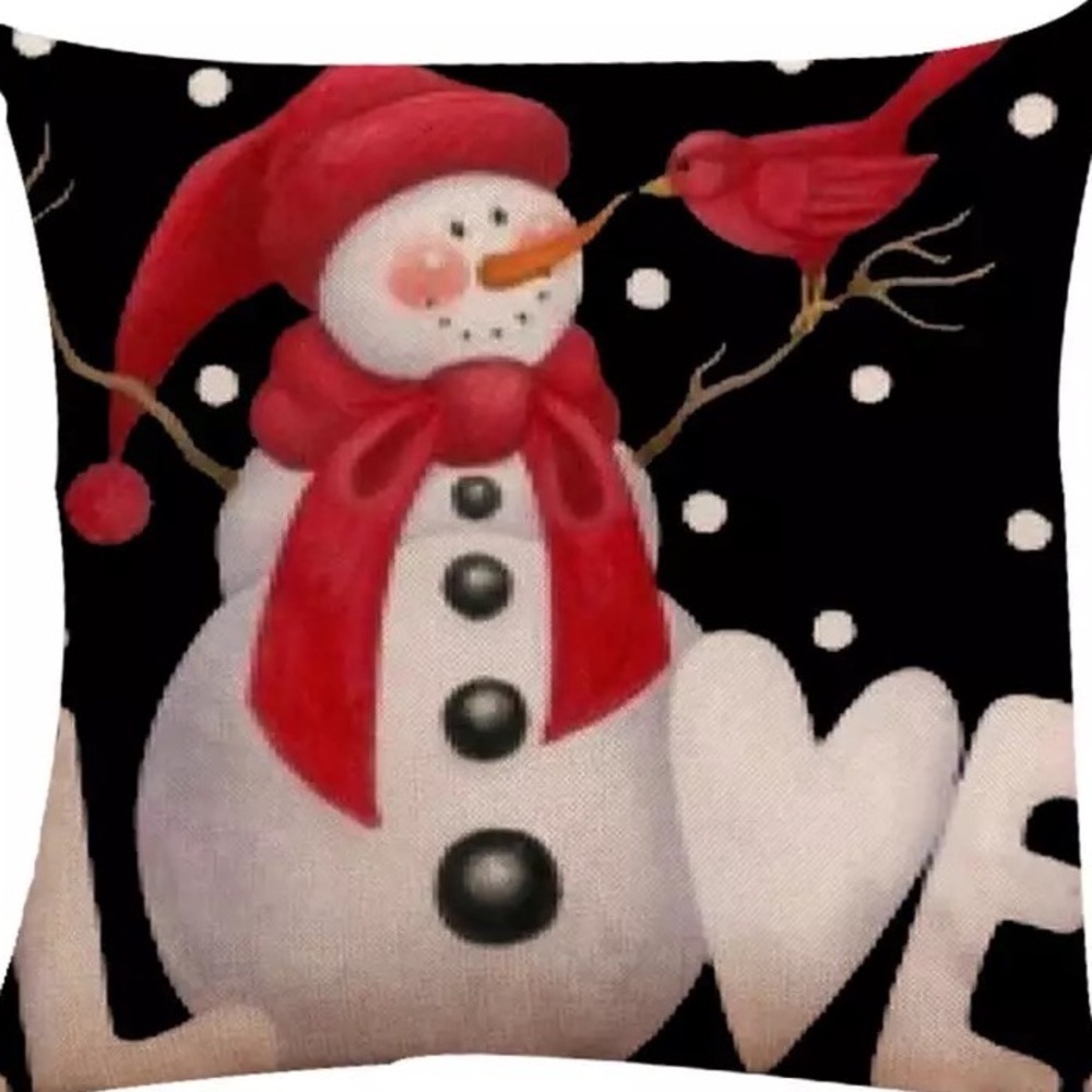 Pillow Cover- NEW- Christmas Snowman Love